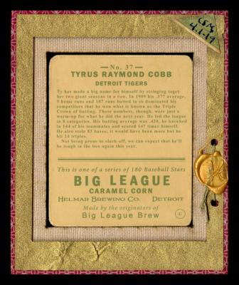 Picture, Helmar Brewing, R319-Helmar Card # 37, Ty COBB (HOF), Portrait, Detroit Tigers